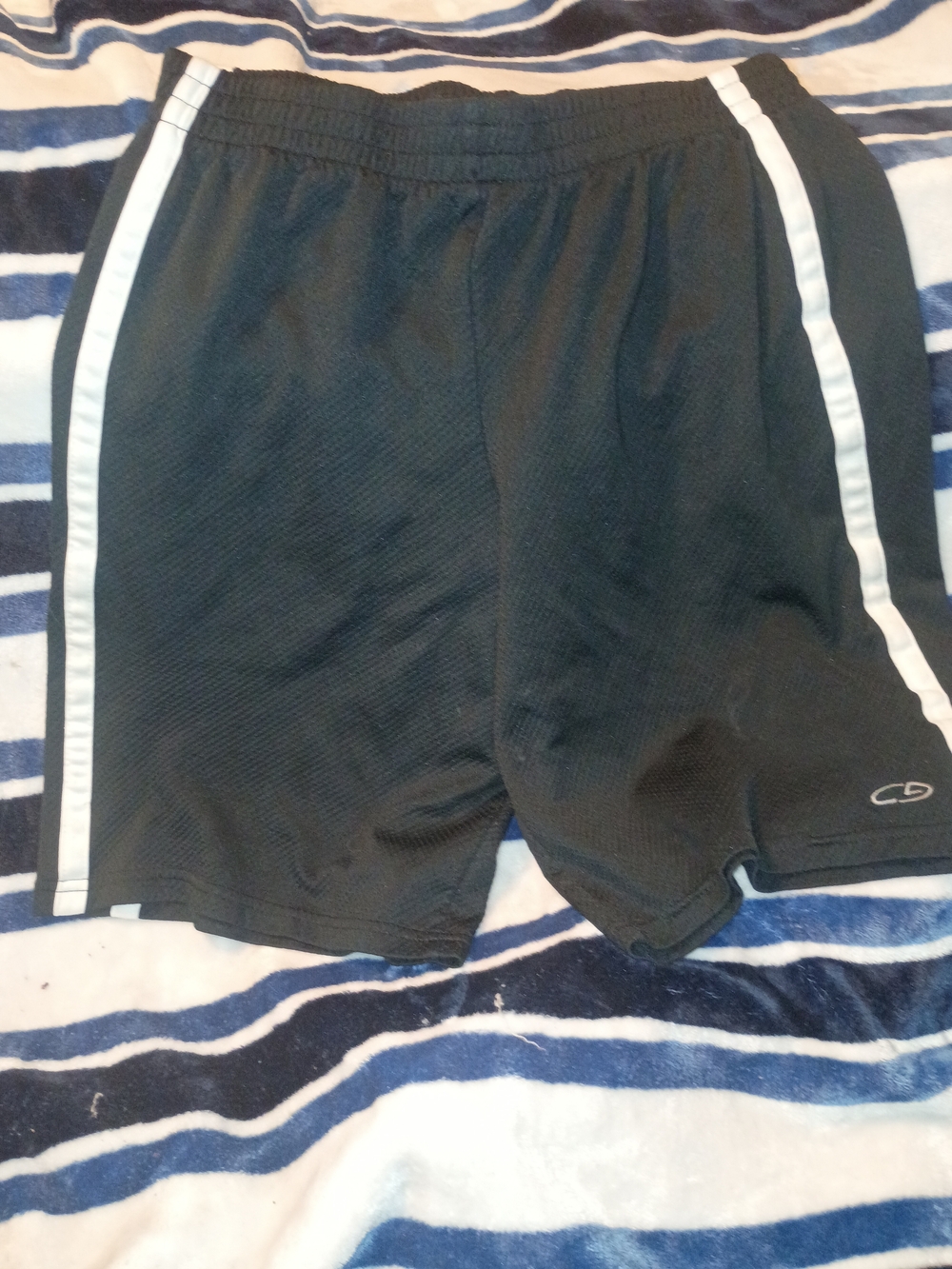 Champion Black Athletic Shorts with White Side Stripes - Kids